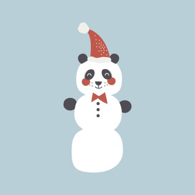 Funny Christmas panda snowman vector clipart. clipart