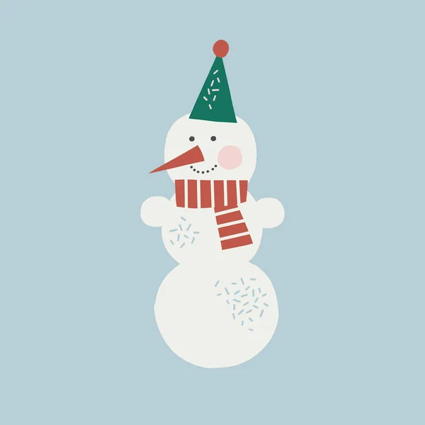 Clipart vetor engraçado boneco de neve de Natal. — Vetor de Stock