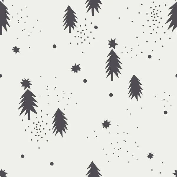 Estrella de nieve vector de pino patrón sin costura. — Vector de stock