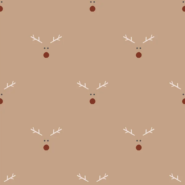 Xmas deer head vector seamless pattern. — Stock Vector