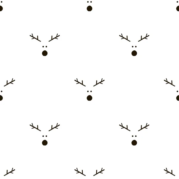 Xmas deer head vector seamless pattern. — Stock Vector