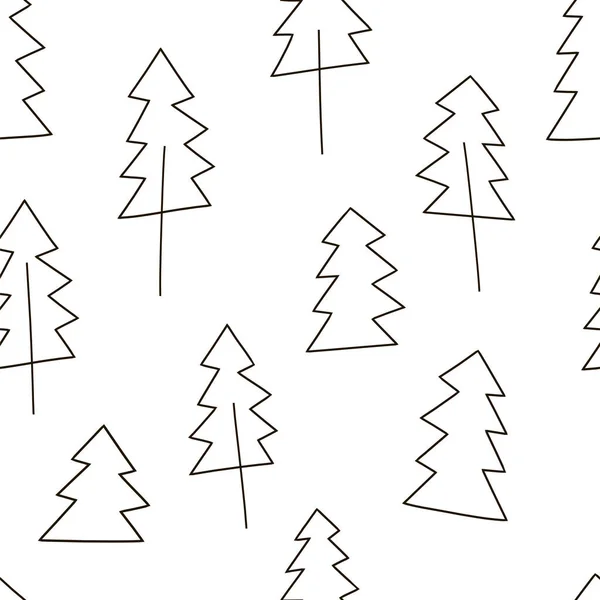 Patrón lineal minimalista árbol de pino de Navidad vector inconsútil — Vector de stock