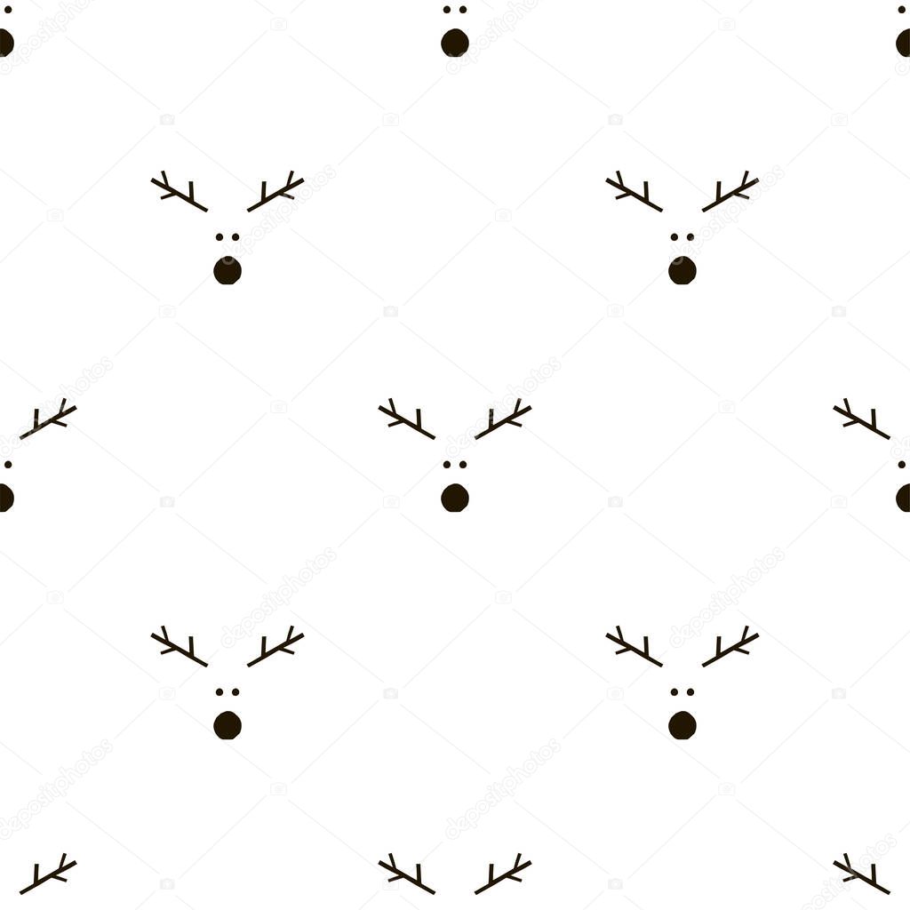 Xmas deer head vector seamless pattern.