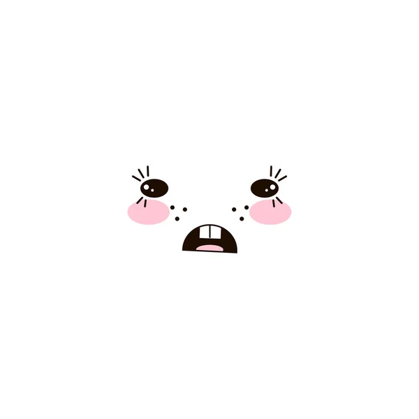 Lindo miedo kawaii cara expresión clipart aislado en blanco. — Vector de stock