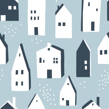 Şirin kış Noel İskandinav evi taşıyıcısı kusursuz desen.