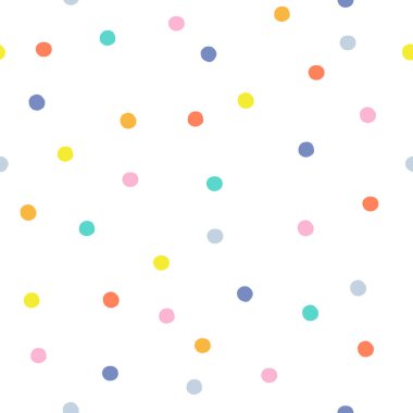 Renkli gökkuşağı polka noktalar vektörsüz desen.