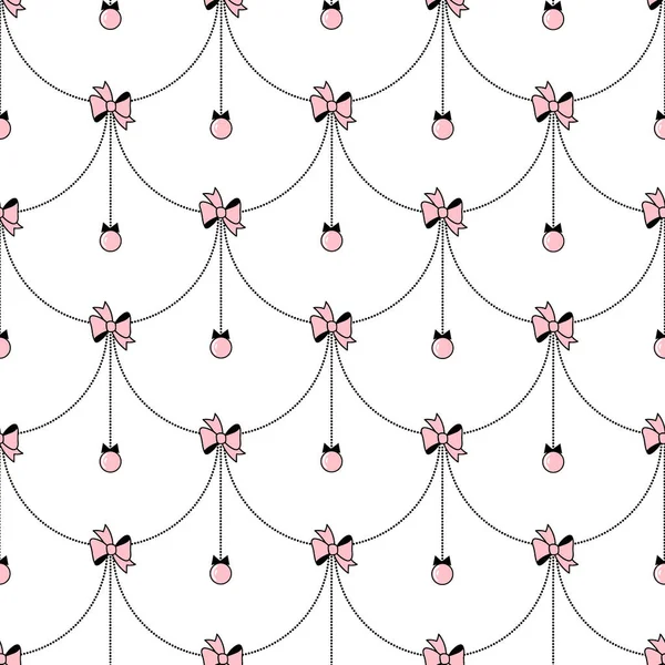 Vector nahtloses Muster mit rosa Weihnachtsdekor. — Stockvektor