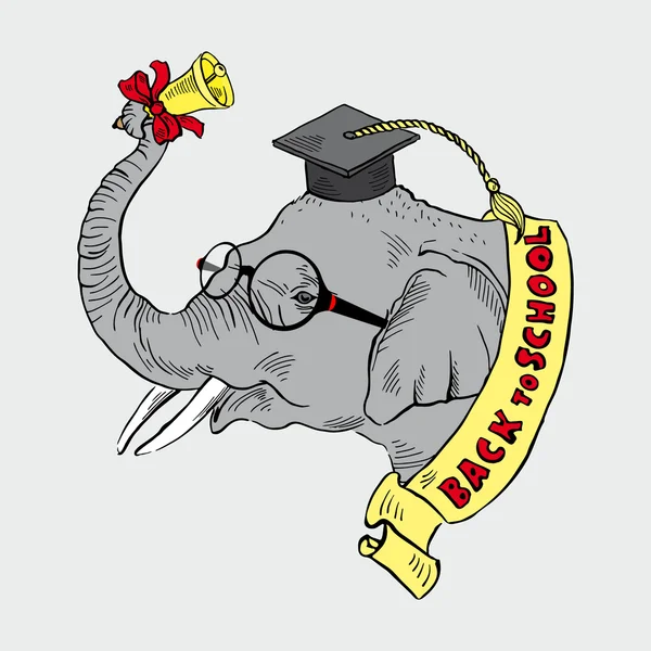 Slon v akademických čepici — Stockový vektor