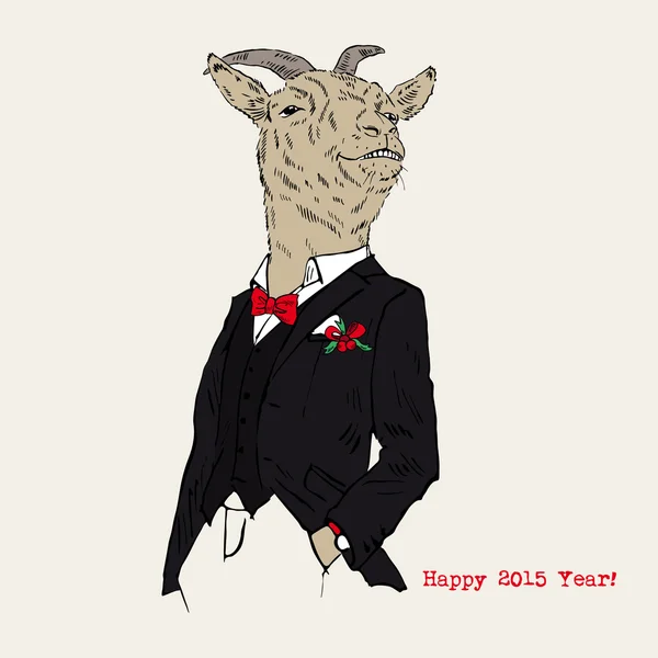 Goat, chic style, new year — Stock Vector