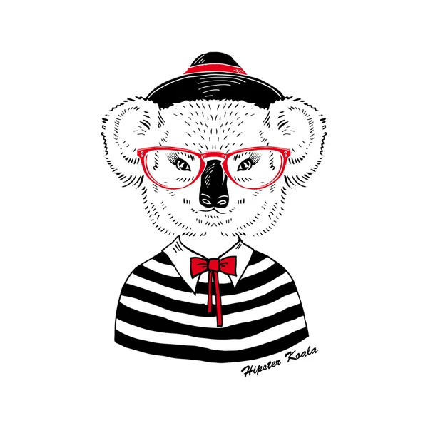 Koala menina hipster —  Vetores de Stock