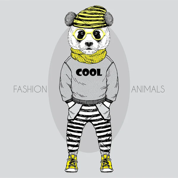 Panda kid  in urban style — Stock Vector