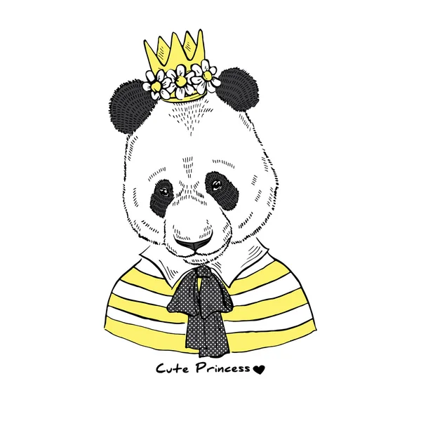 Retrato de moda de la princesa panda — Vector de stock