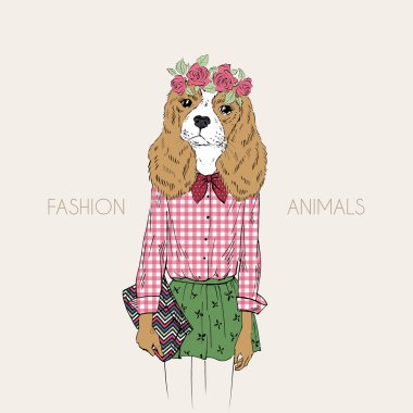 Hipster doggy girl clipart