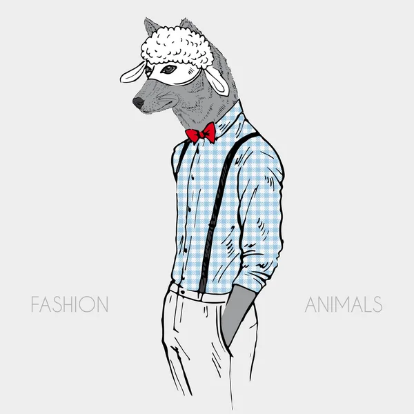 Lobo en una máscara de oveja — Archivo Imágenes Vectoriales