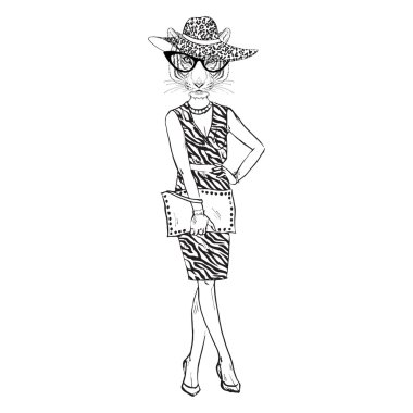 Tigress dressed up in classy style clipart