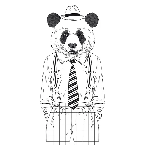 Panda w stylu retro — Wektor stockowy