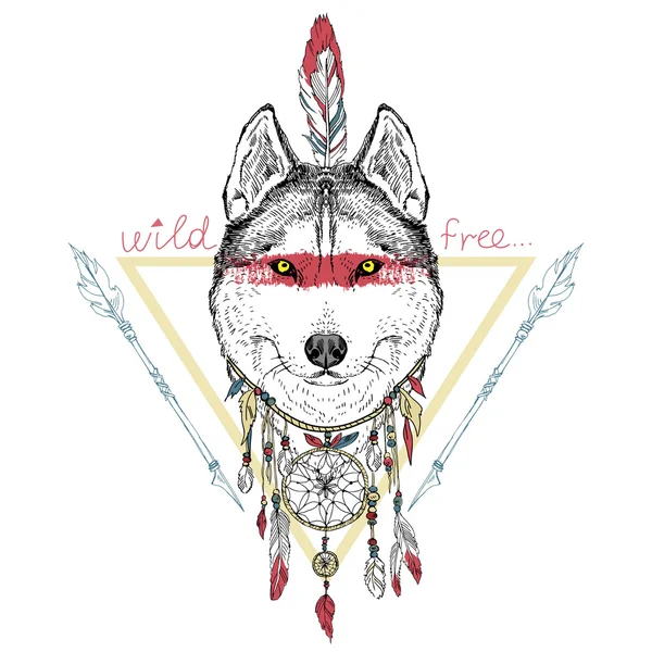 Indiaanse wolf — Stockvector