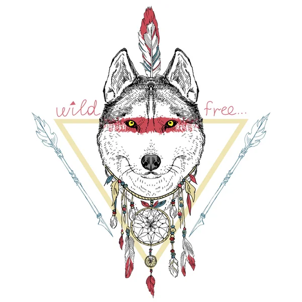 native american wolf Vector Graphics