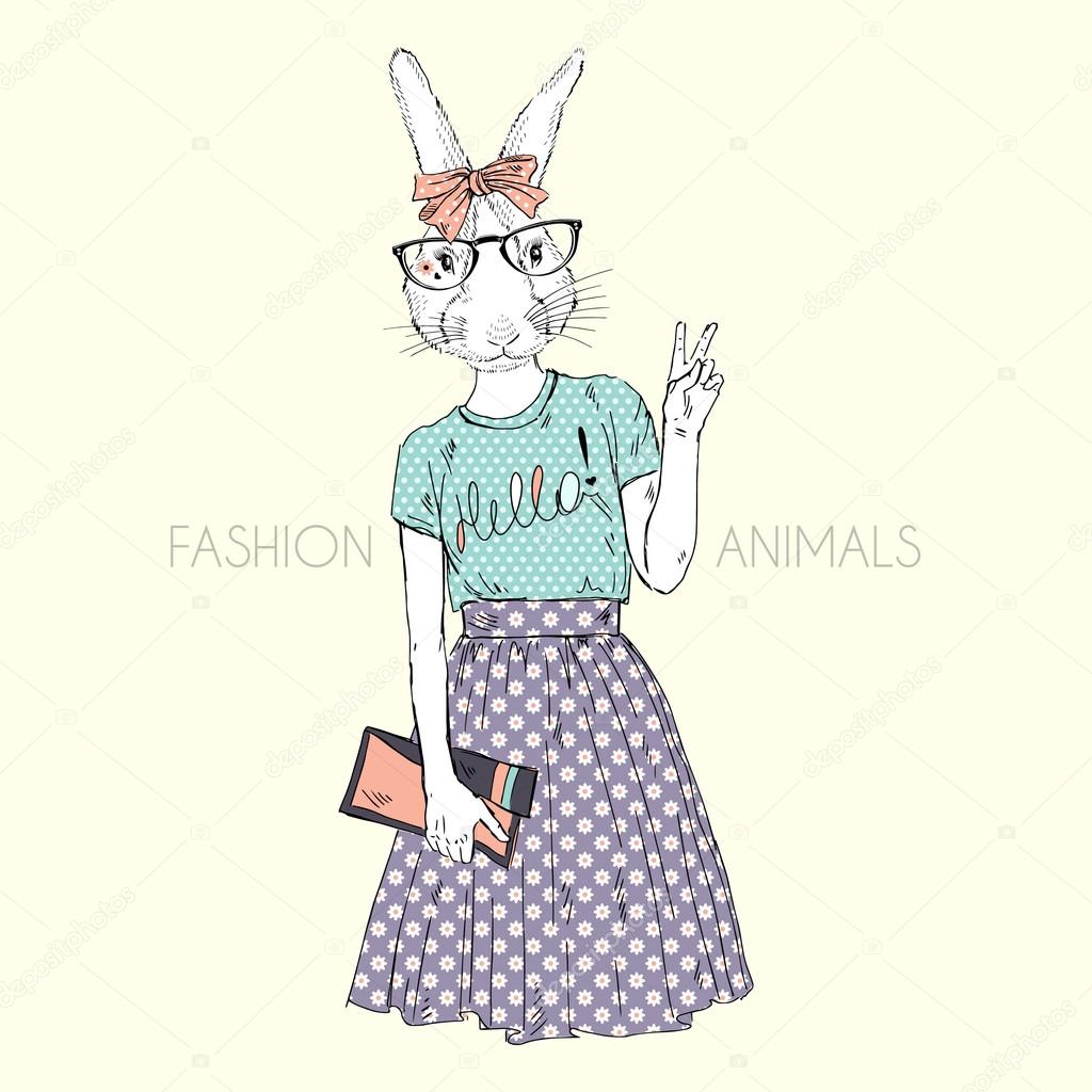 cute hipster bunny girl