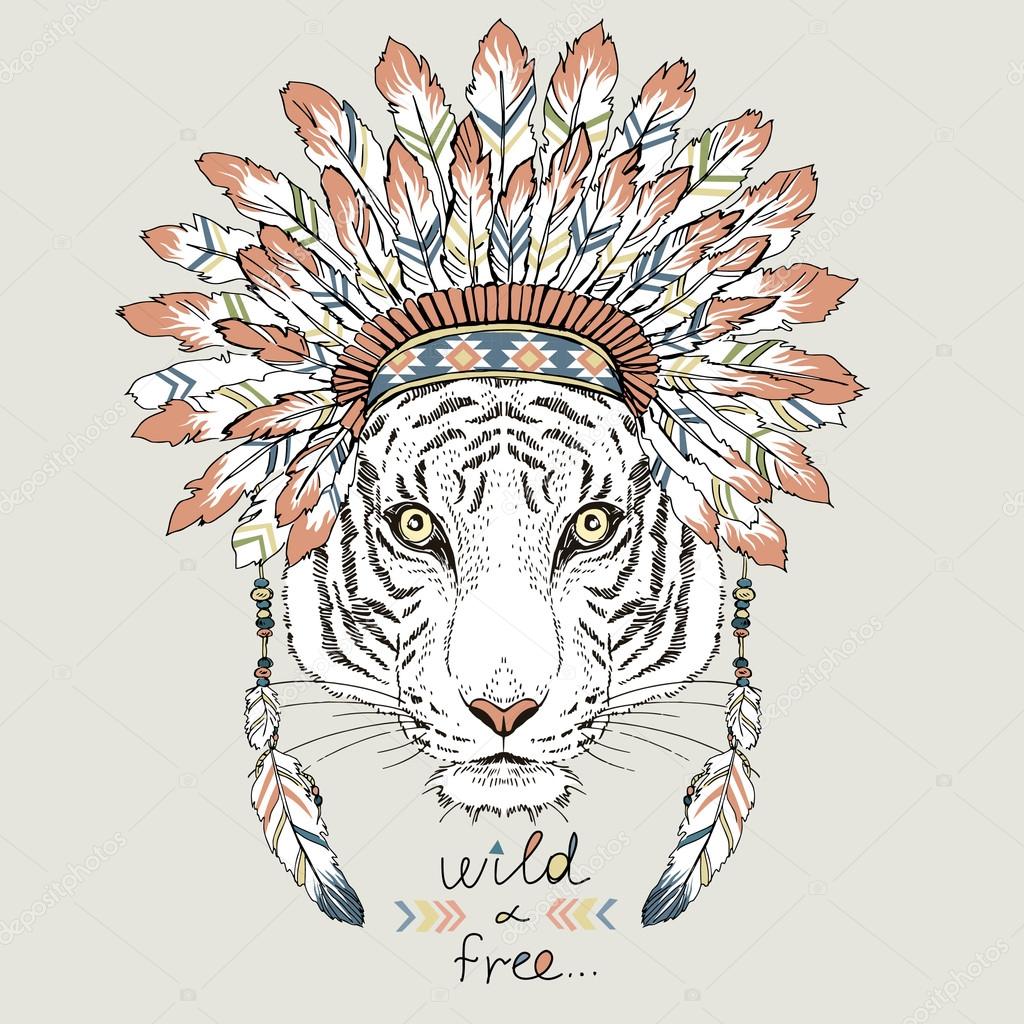 Native american tiger in war bonnet Stock Vector Image by © #69936167 Native american tiger in war bonnet Stock Vector Image by © #69936167
