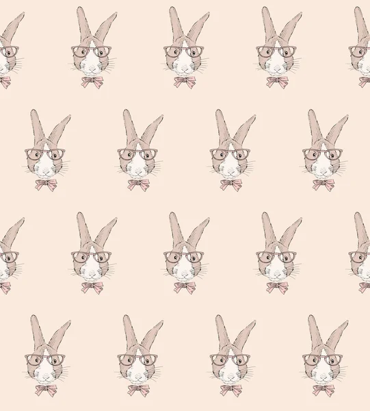 Hipster bunny  pattern — Stock Vector