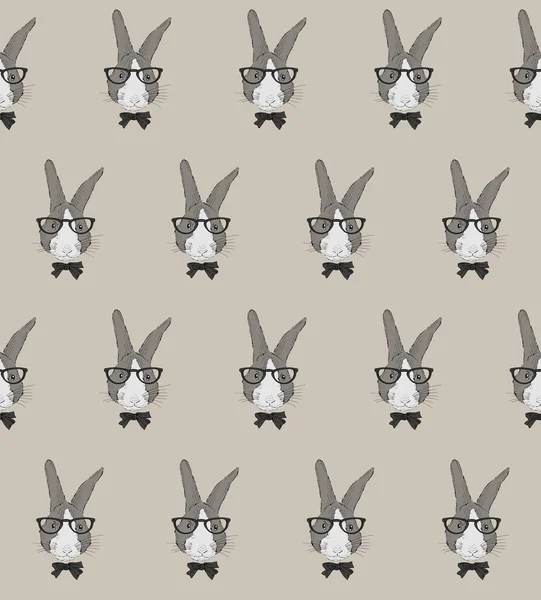 Hipster bunny  pattern — Stock Vector