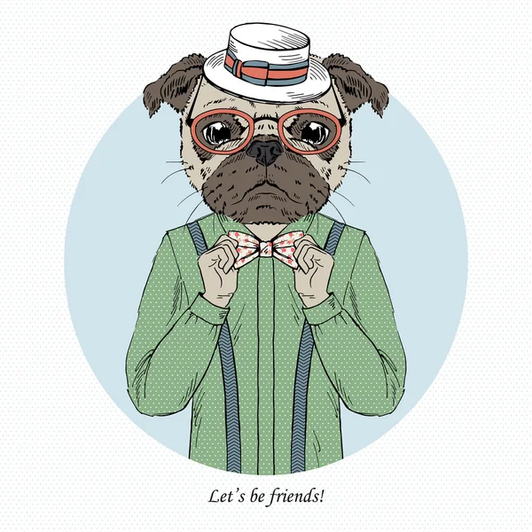 Moda cão hipster —  Vetores de Stock