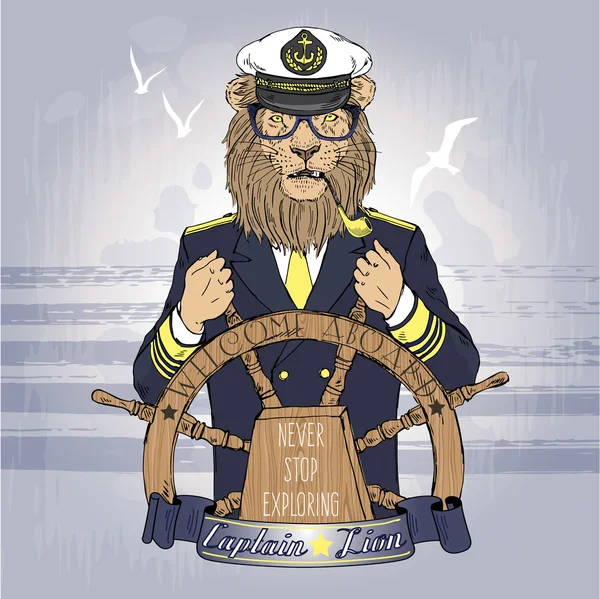 Illustration av lion kapten — Stock vektor