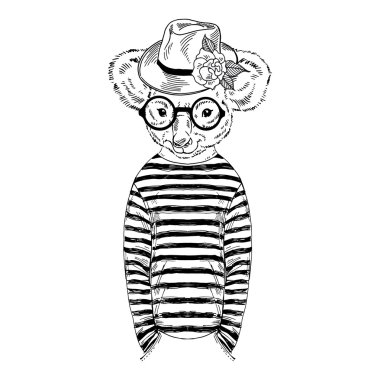 Koala çocuk şapka giymiş