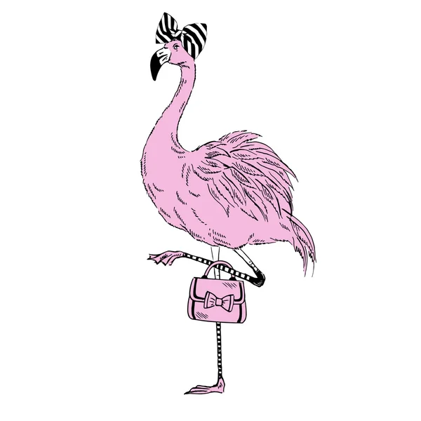 Flamingo menina da moda — Vetor de Stock