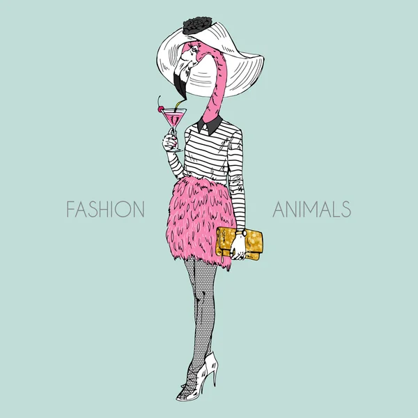 Flamingo moda chica — Archivo Imágenes Vectoriales