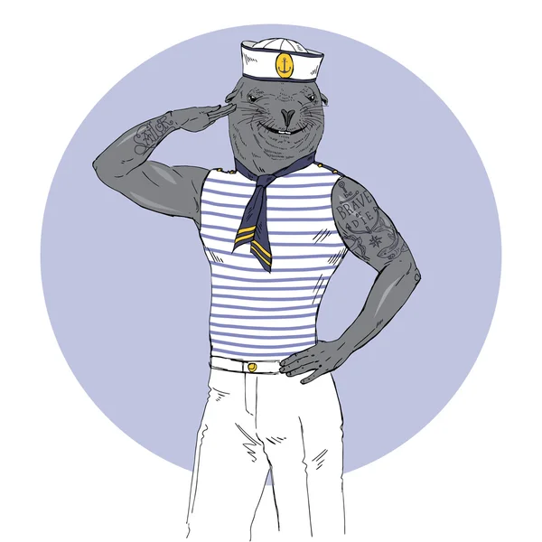 Marinheiro leão-marinho —  Vetores de Stock