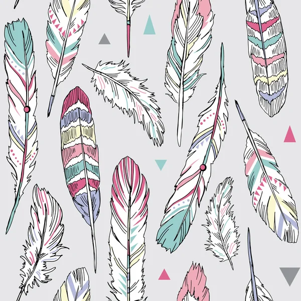 Feathers seamless pattern — Stock Vector