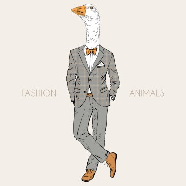 goose dressed up in suit