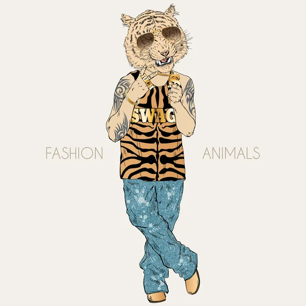 Fashion animal illustration — Stock Vector