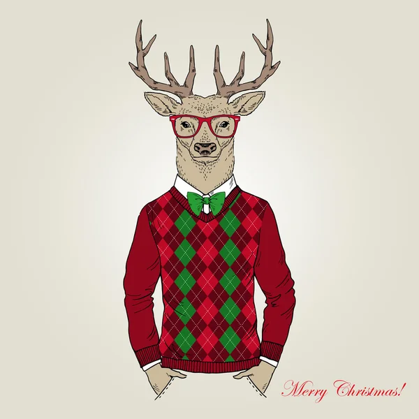 Natale cervo carattere — Vettoriale Stock