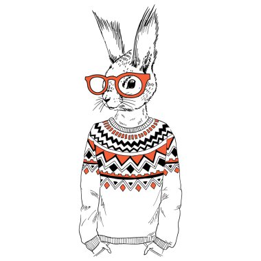 Squirrel hipster dressed up