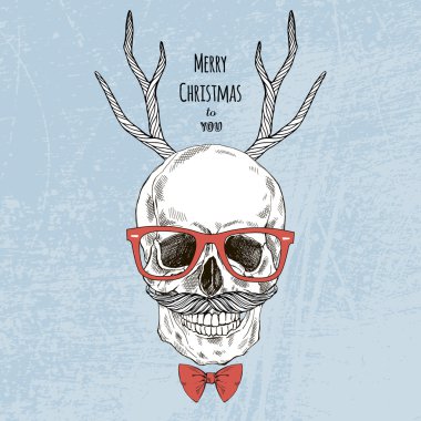 scull with deer horns