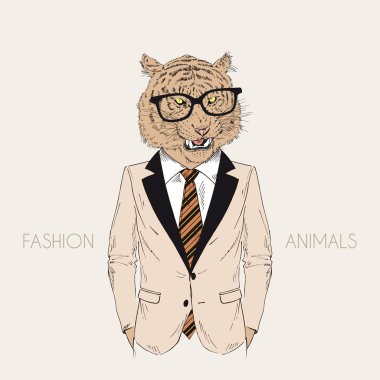 Roaring tiger dressed up clipart