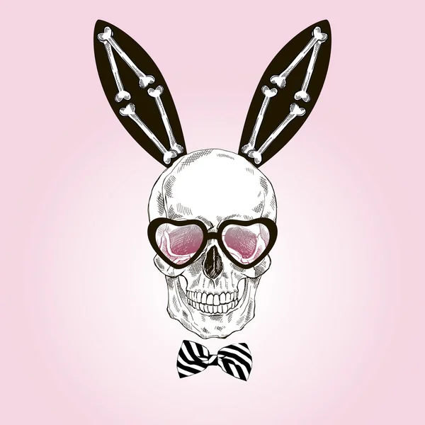 Scull with bunny ears — Stockvector
