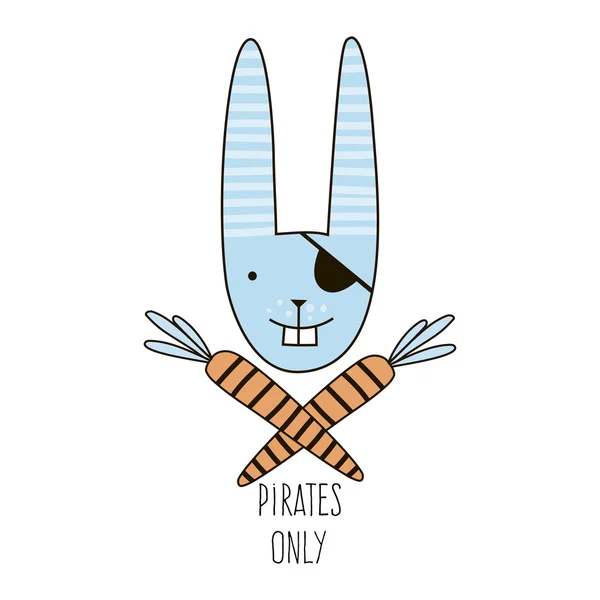 Drawing of bunny pirate — Stockvector