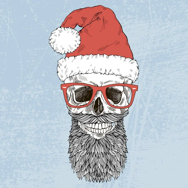 Hand drawn Santa scull — Stock Vector