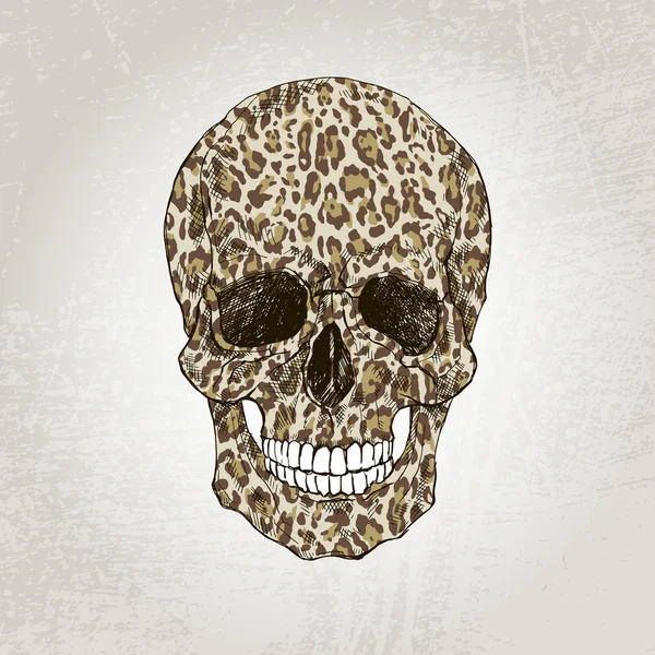 Scull con estampado de leopardo — Archivo Imágenes Vectoriales