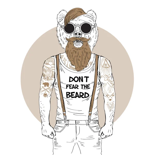 Hipster ours barbu — Image vectorielle