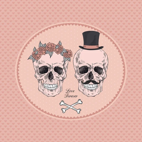 Hand drawn scull couple — Stock Illustration Hand drawn scull couple Vector Graphics