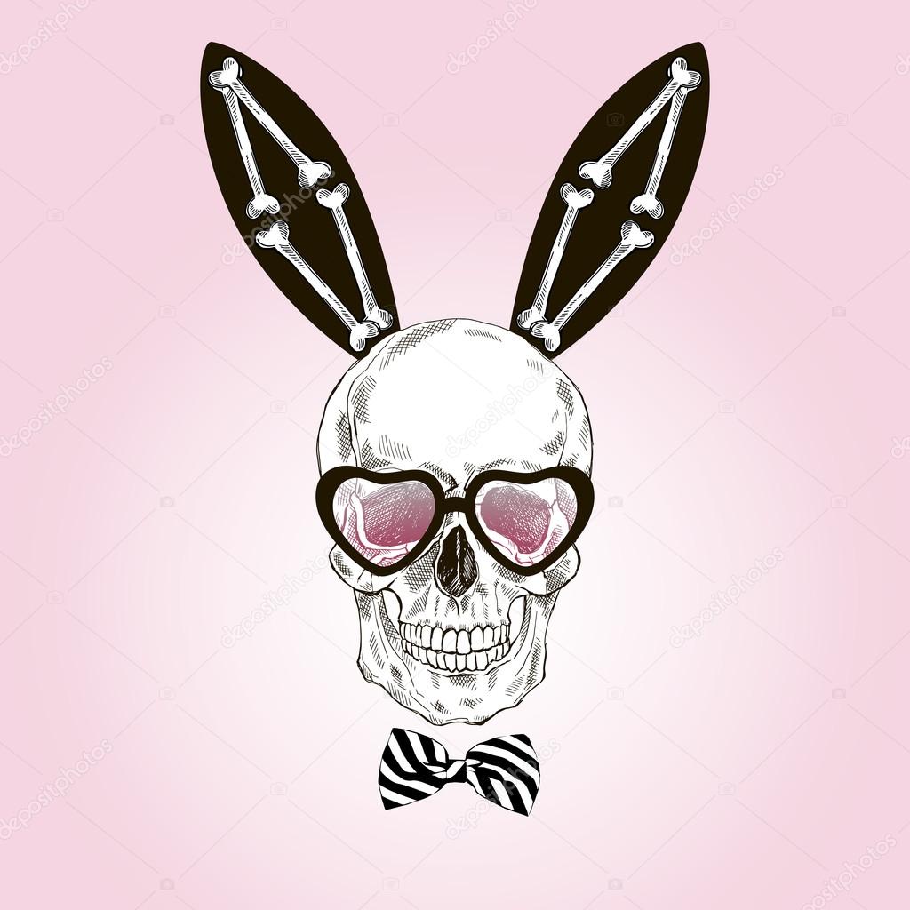 scull with bunny ears
