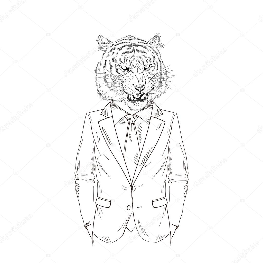 Roaring tiger dressed up