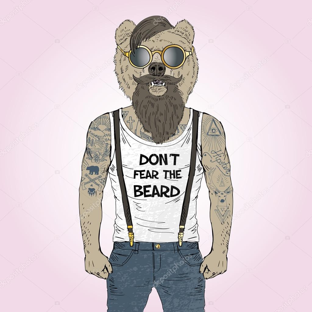 Bearded bear hipster Stock Vector Image by © #82712808