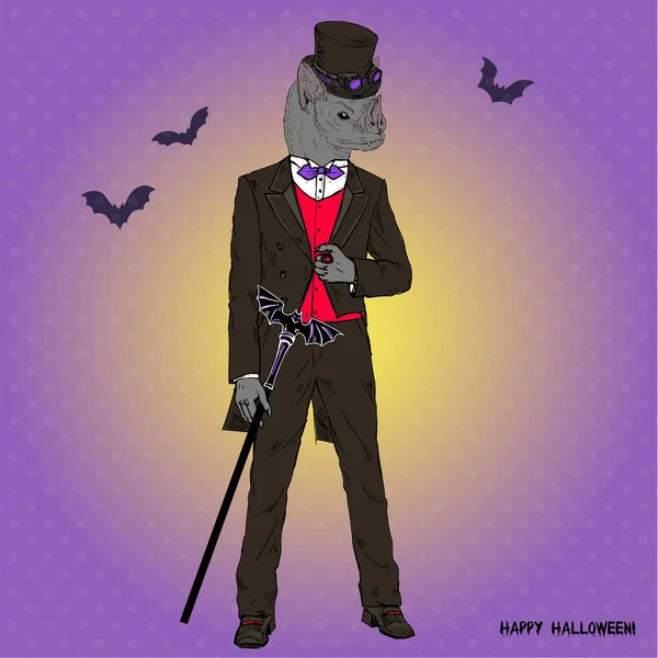 Fledermaus-Vampir, Halloween-Gruß-Design — Stockvektor