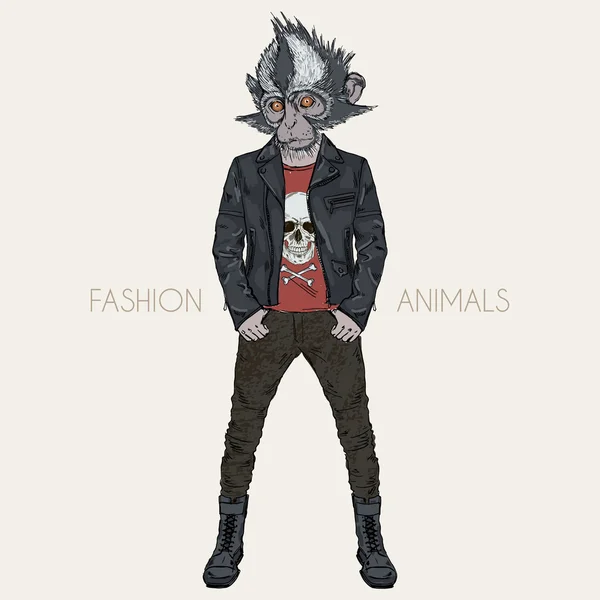 Thomass macaco folha em estilo punk —  Vetores de Stock